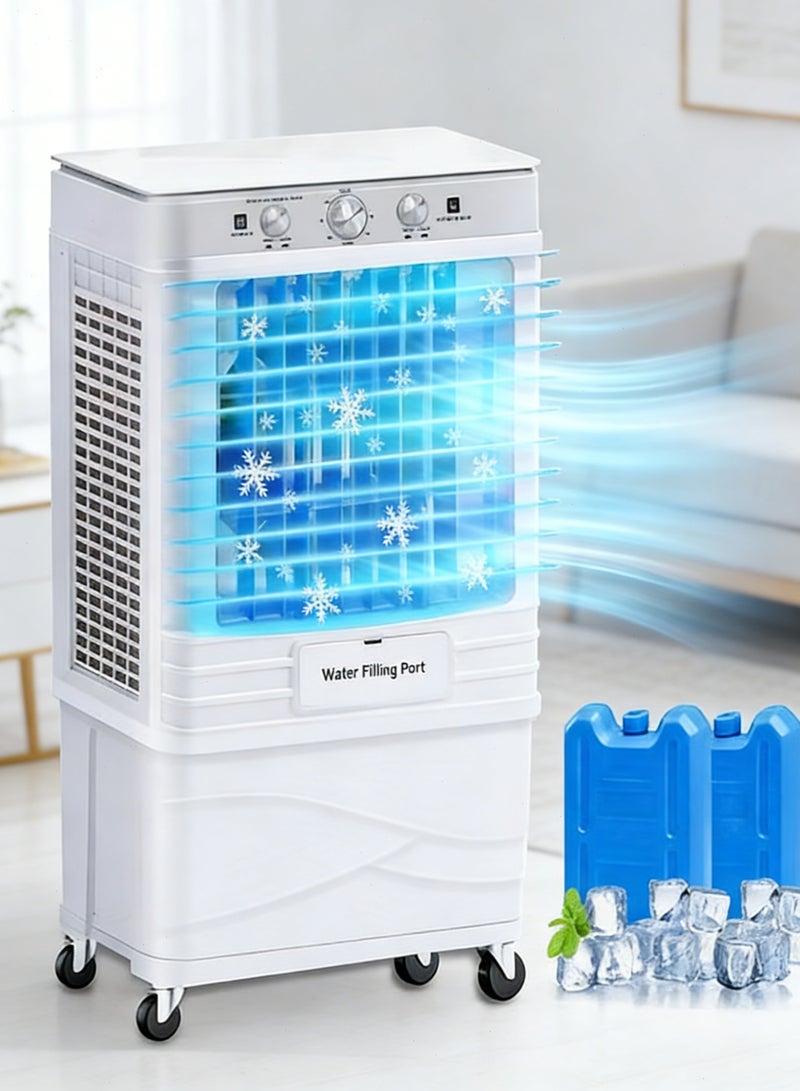 Yoawllty Evaporative Cooling Air Fan with Dual Ice Boxes, 3-Speed Wind 45L Water Tank Swamp Cooler, 120° Oscillation, Indoor & Outdoor Use, Knob Control, Prevents Dryness - Image 1
